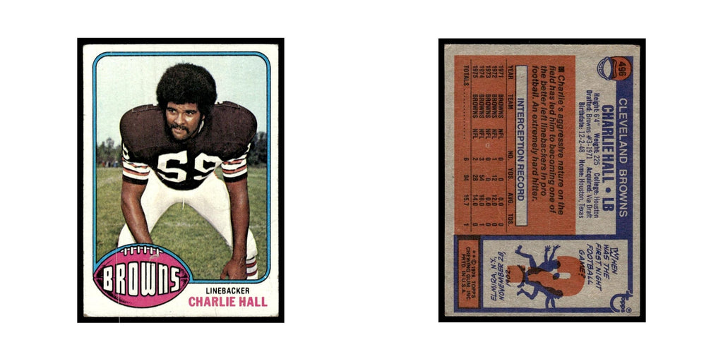 1976 Topps Football Card (Damaged) Charlie Hall Browns #496