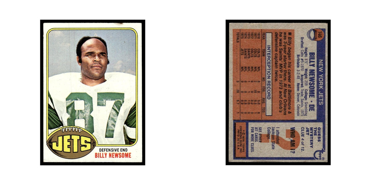 1976 Topps Football Card Billy Newsome Jets #146