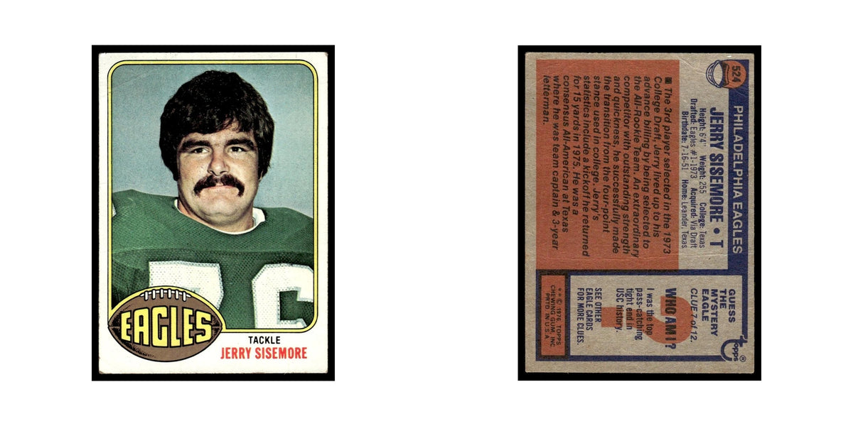 1976 Topps Football Card (Damaged) Jerry Sisemore Eagles #524
