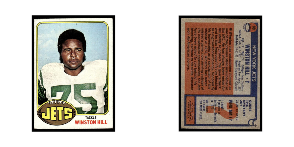 1976 Topps Football Card Winston Hill Jets #88