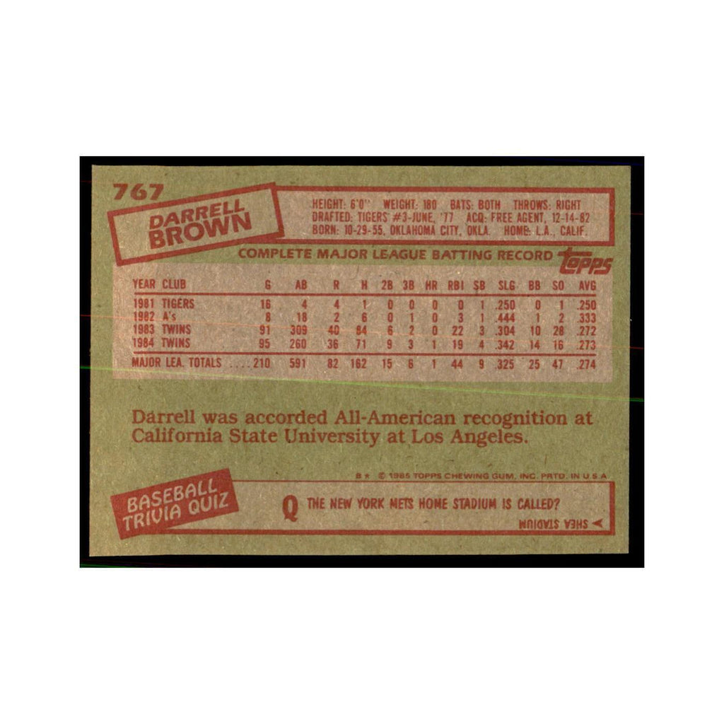 1985 Topps Darrell Brown Baseball Cards #767