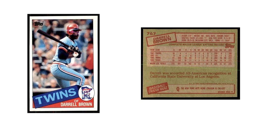 1985 Topps Darrell Brown Baseball Cards #767
