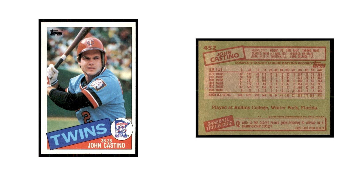 1985 Topps John Castino Baseball Cards #452
