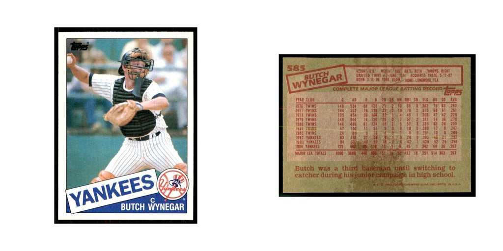 1985 Topps Butch Wynegar Baseball Cards #585