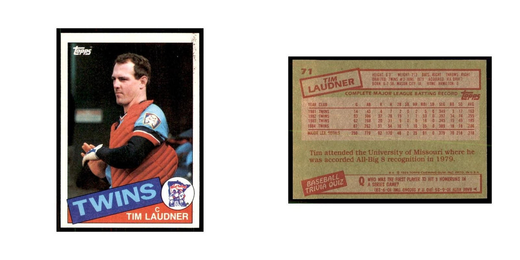 1985 Topps Tim Laudner Baseball Cards #71