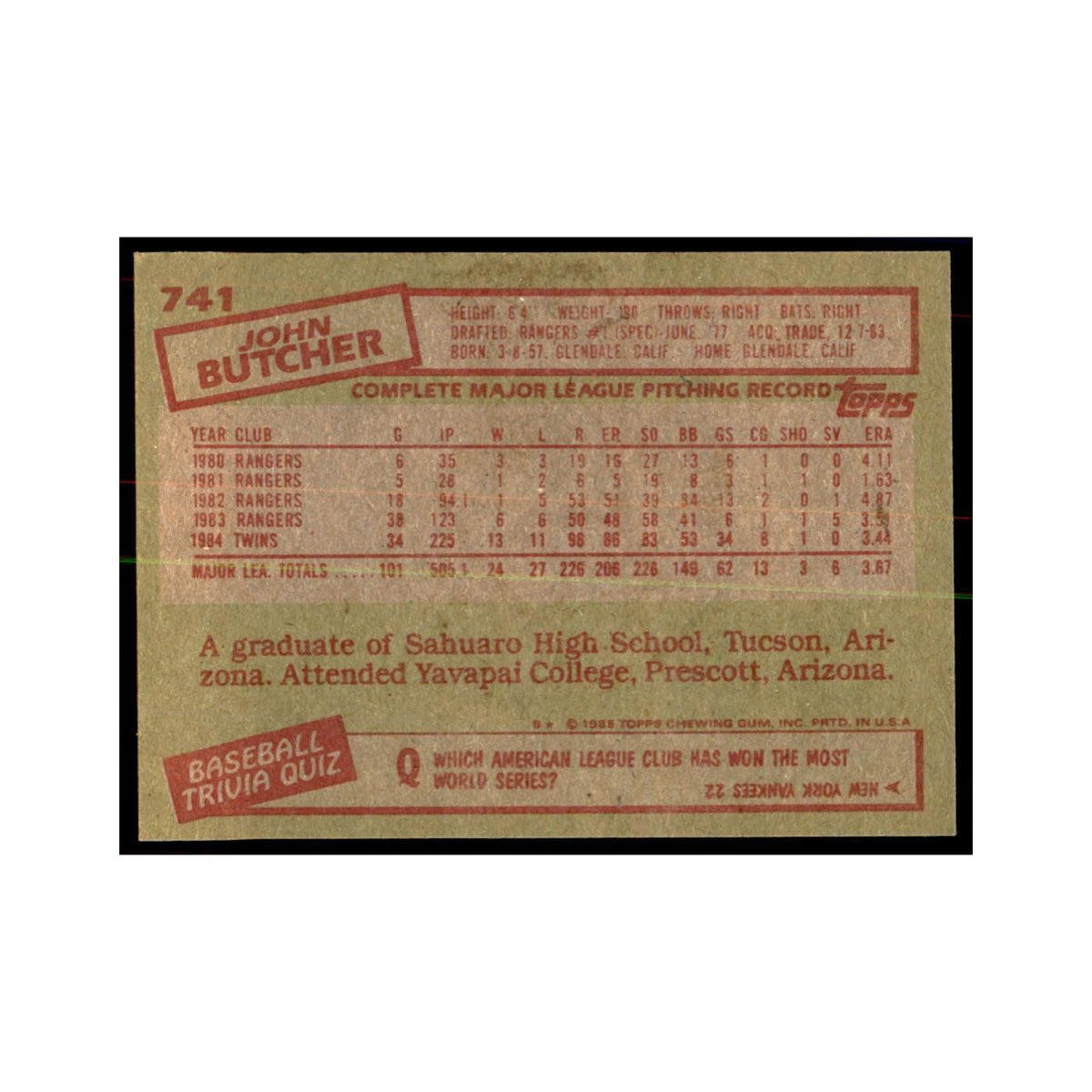1985 Topps Mike Easler Baseball Cards #741