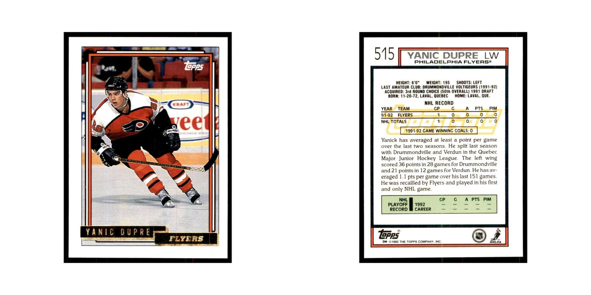 Yanick Dupre 1992 Topps Gold #515 Hockey Cards Hockey Card NM