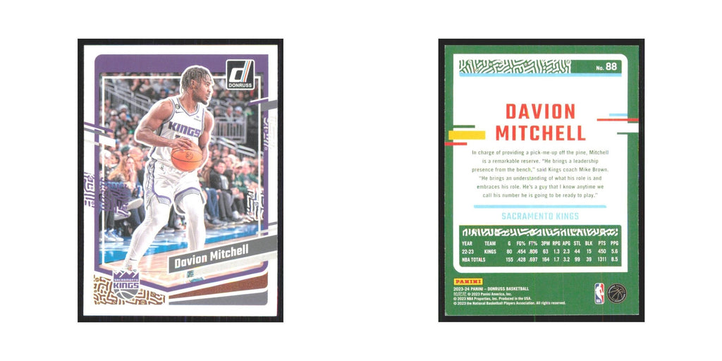 Davion Mitchell 2023 Panini Donruss #88 Sacramento Kings Basketball Card NM