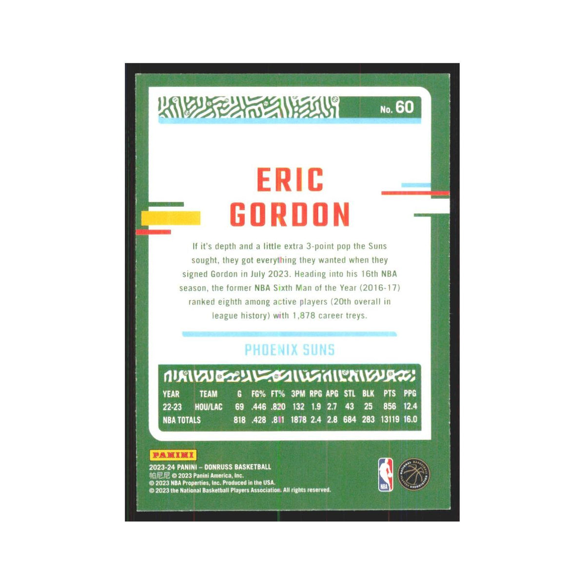 Eric Gordon 2023 Panini Donruss #60 Phoenix Suns Basketball Card NM