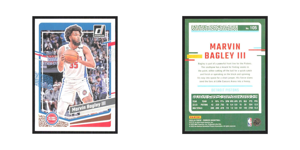 Marvin Bagley III 2023 Panini Donruss #105 Detroit Pistons Basketball Card NM