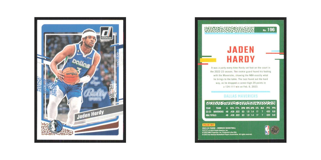 Jaden Hardy 2023 Panini Donruss #196 Dallas Mavericks Basketball Card NM
