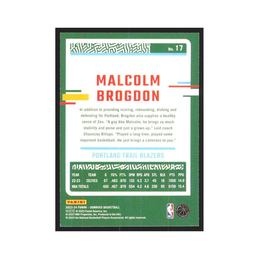 Malcolm Brogdon 2023 Panini Donruss #17 Portland Trail Blazers NM