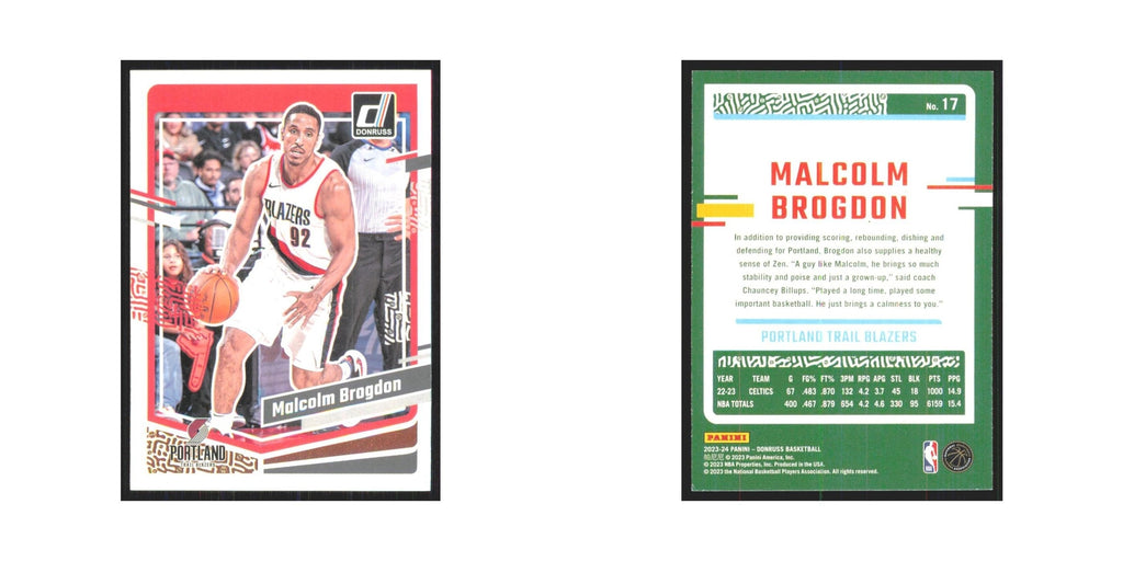 Malcolm Brogdon 2023 Panini Donruss #17 Portland Trail Blazers NM