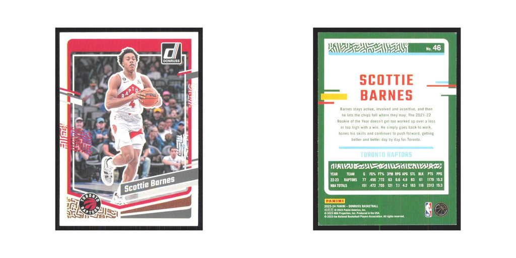 Scottie Barnes 2023 Panini Donruss #46 Toronto Raptors Basketball Card NM