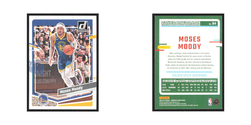 Moses Moody 2023 Panini Donruss #84 Golden State Warriors Basketball Card NM
