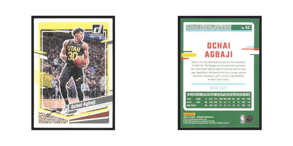 Ochai Agbaji 2023 Panini Donruss #42 Utah Jazz Basketball Card NM