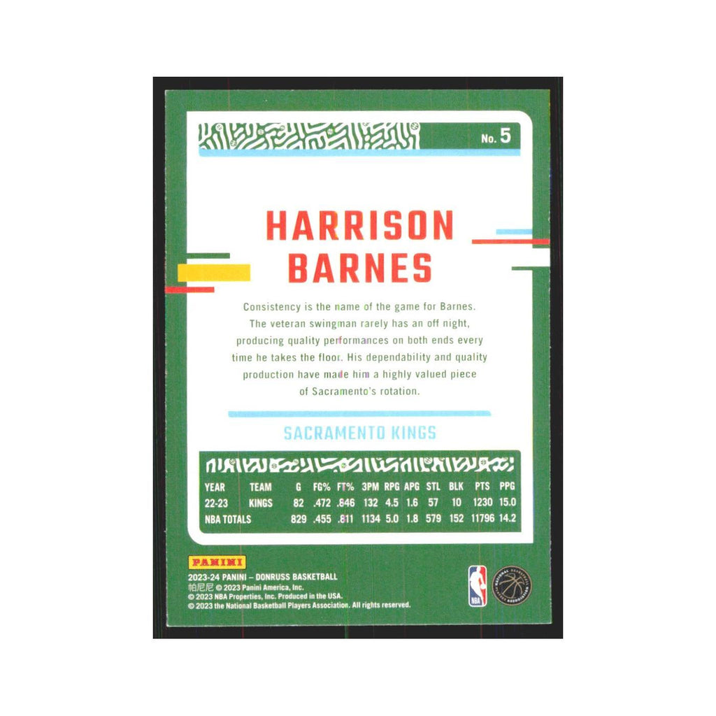 Harrison Barnes 2023 Panini Donruss #5 Sacramento Kings Basketball Card NM