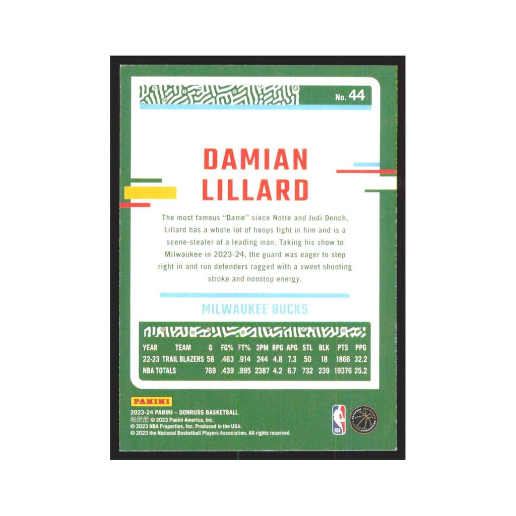 Damian Lillard 2023 Panini Donruss #44 Milwaukee Bucks Basketball Card NM