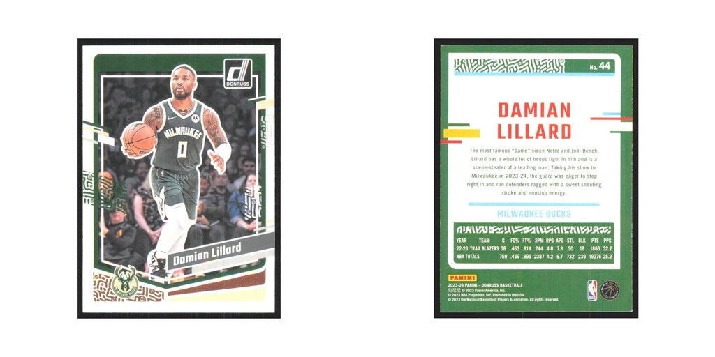 Damian Lillard 2023 Panini Donruss #44 Milwaukee Bucks Basketball Card NM