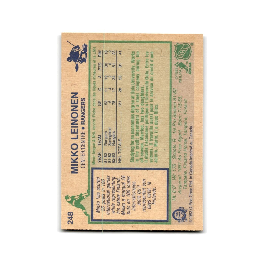 1983 O-Pee-Chee Mikko Leinonen New York Rangers #248