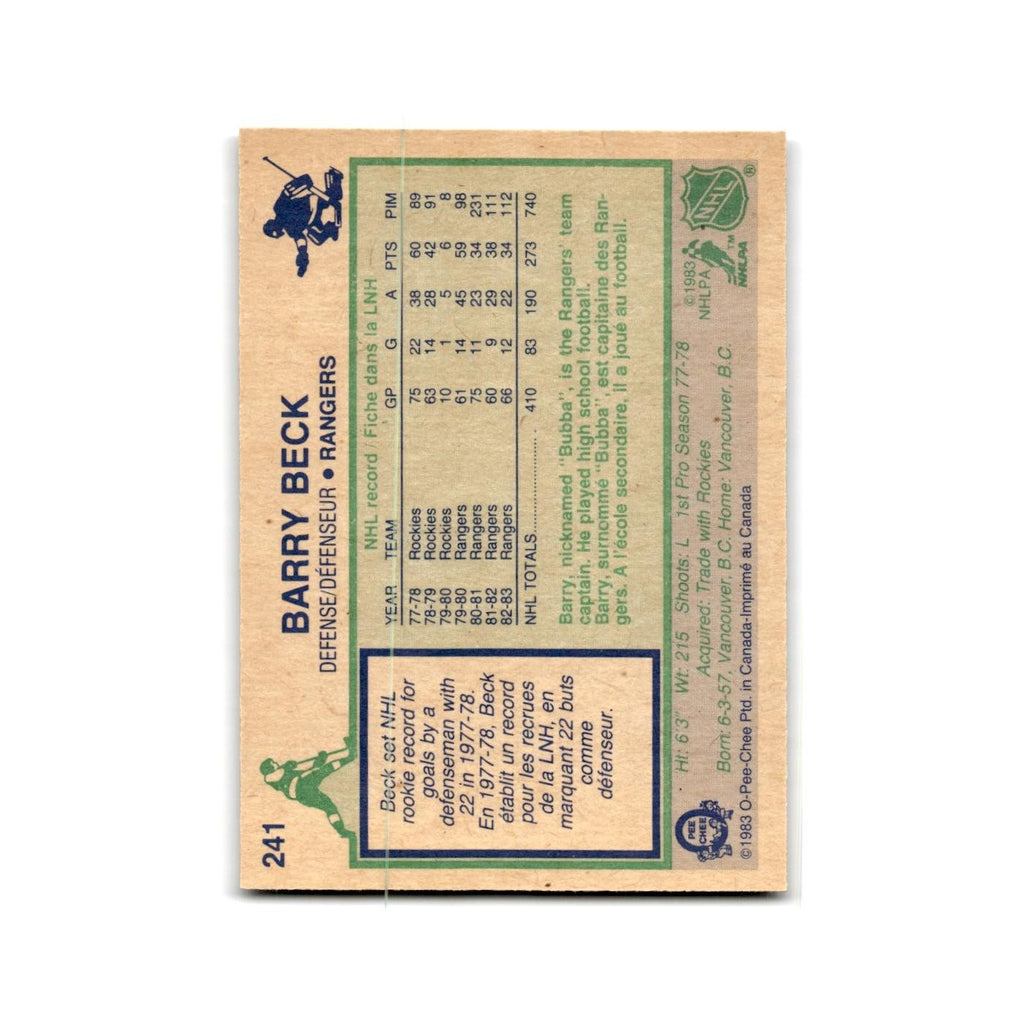 1983 O-Pee-Chee Barry Beck New York Rangers #241