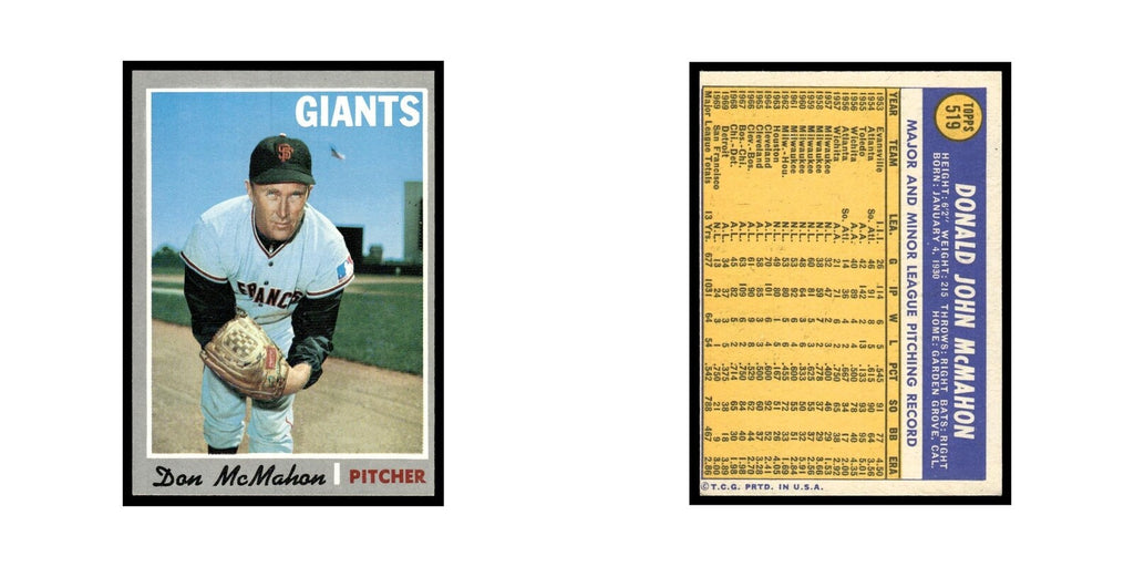 1970 Topps Don McMahon Giants #519