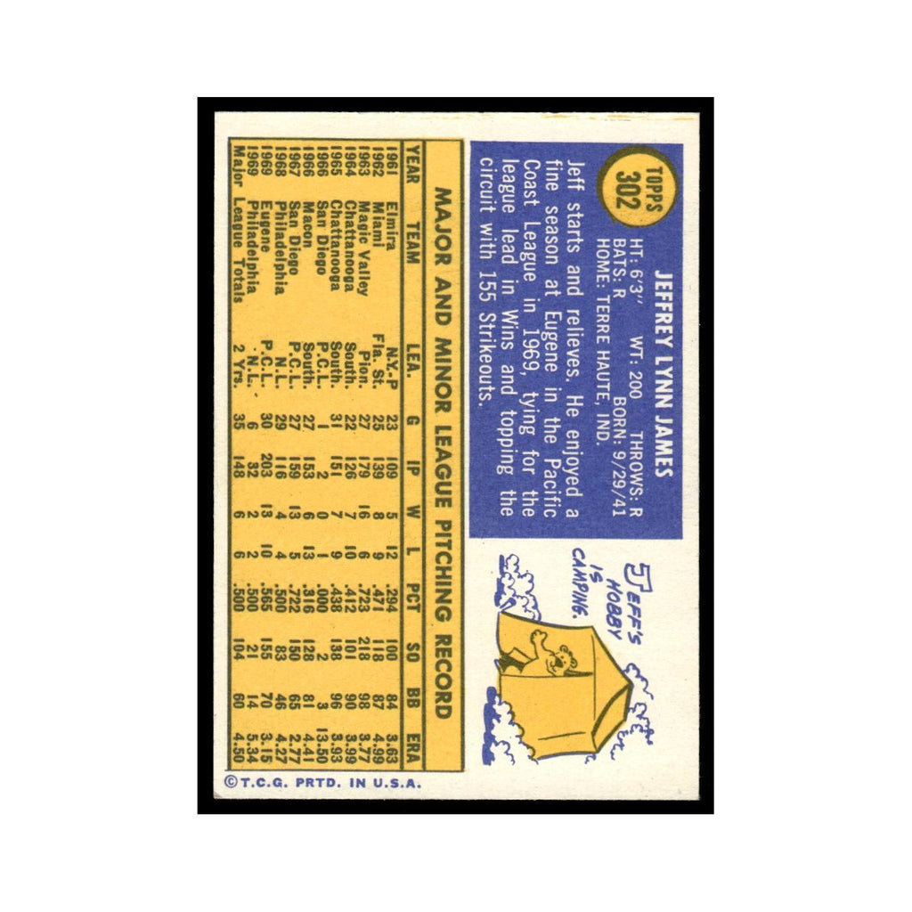 1970 Topps Jeff James Phillies #302