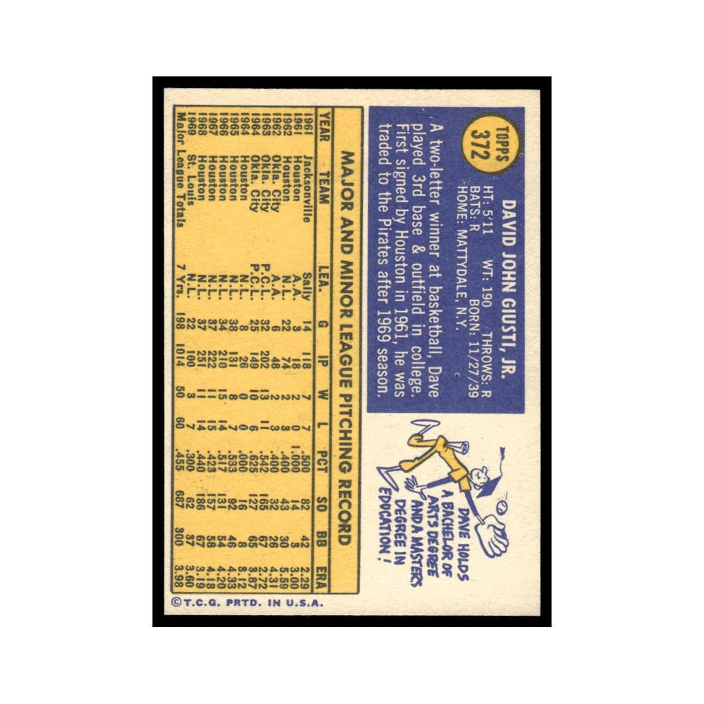 1970 Topps Dave Giusti Pirates #372