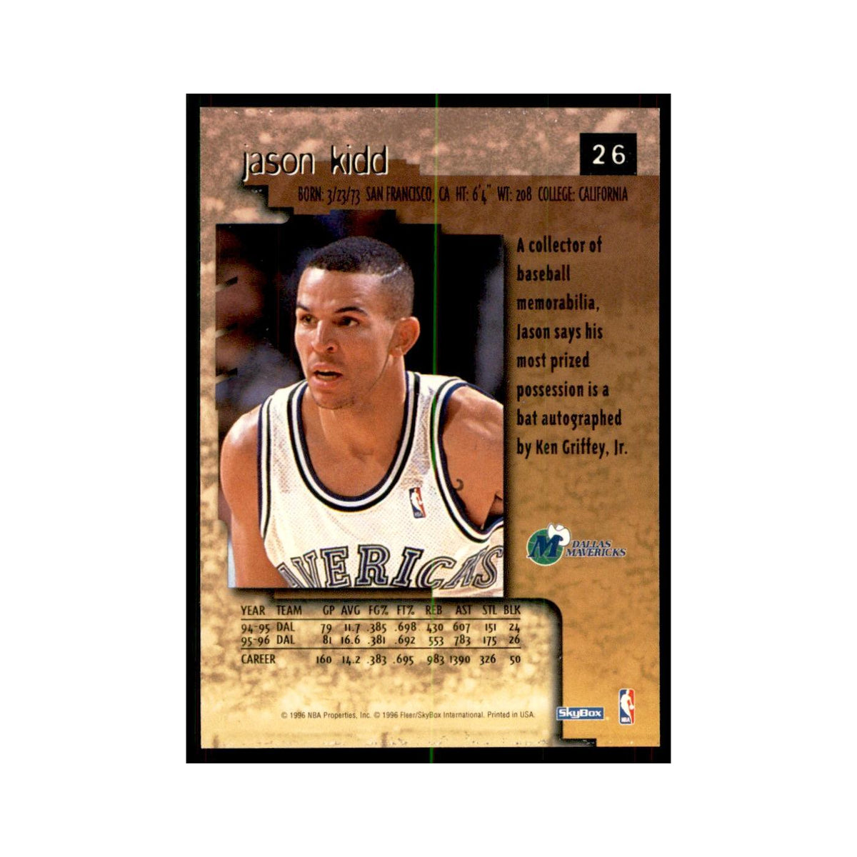 1996 SkyBox Premium Jason Kidd Basketball Cards #26