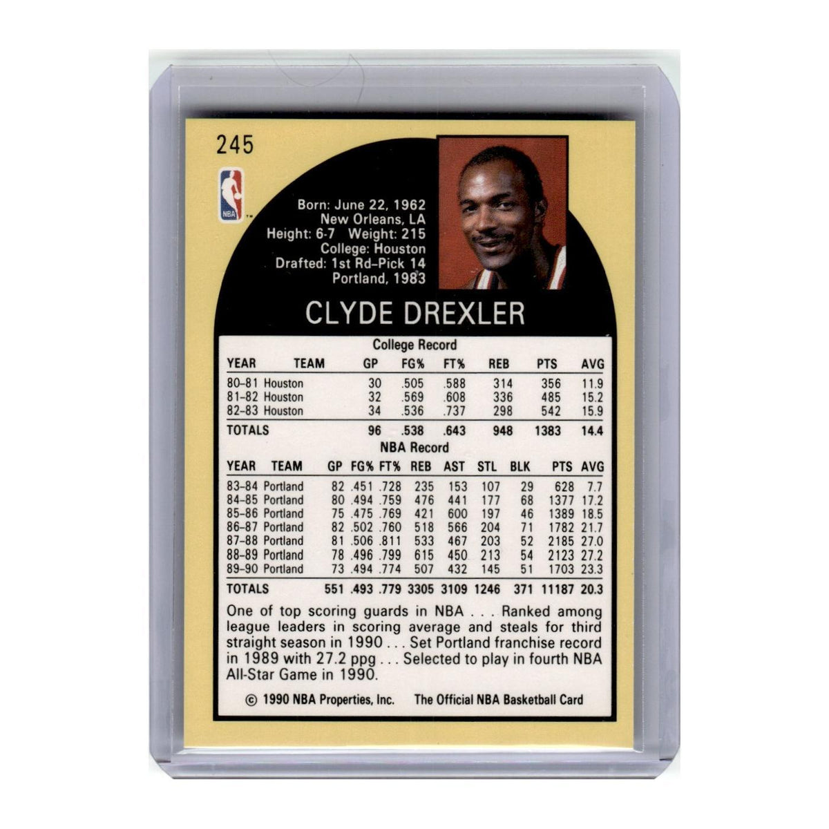 1990 Hoops Clyde Drexler Blazers #245
