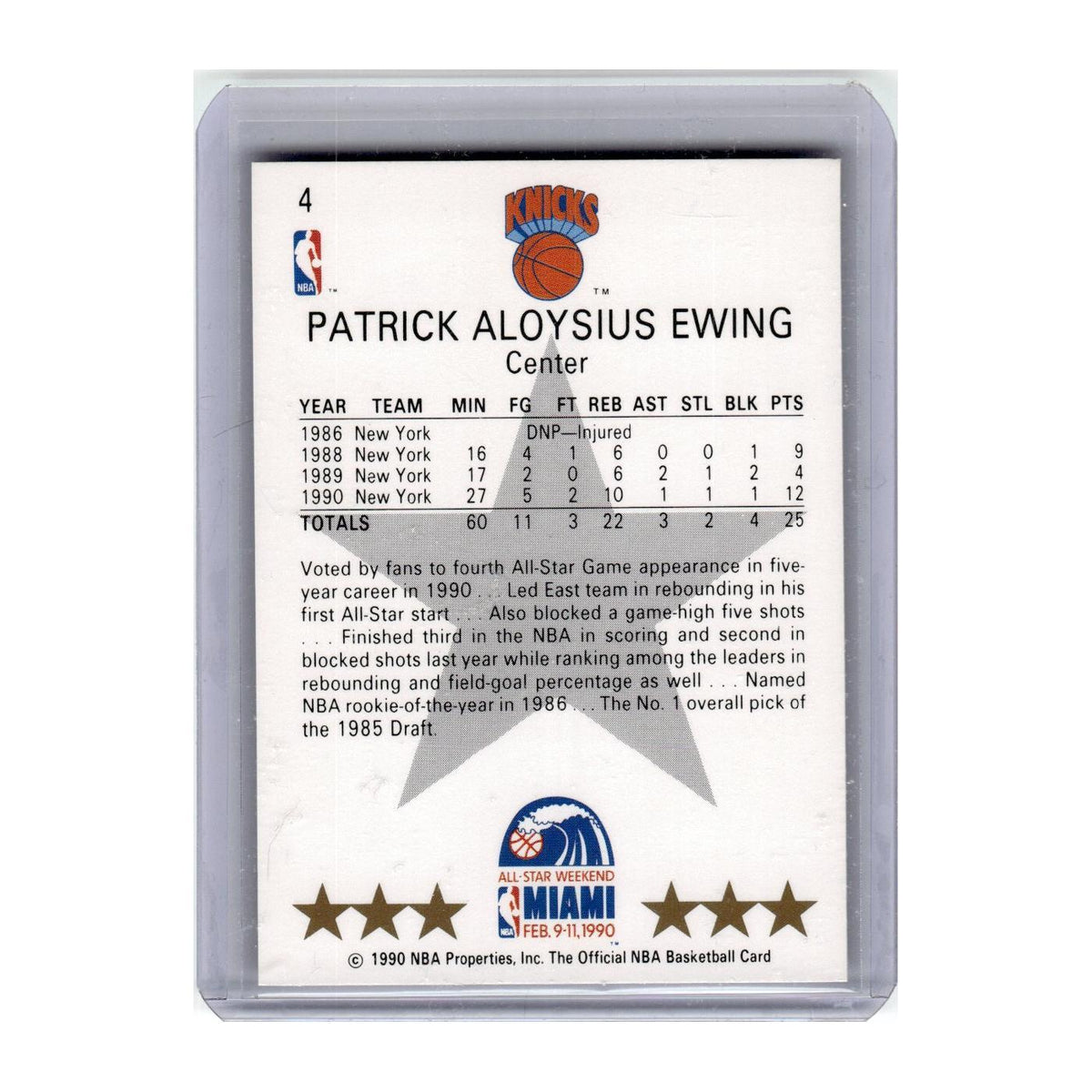 1990 Hoops Patrick Ewing Knicks #4