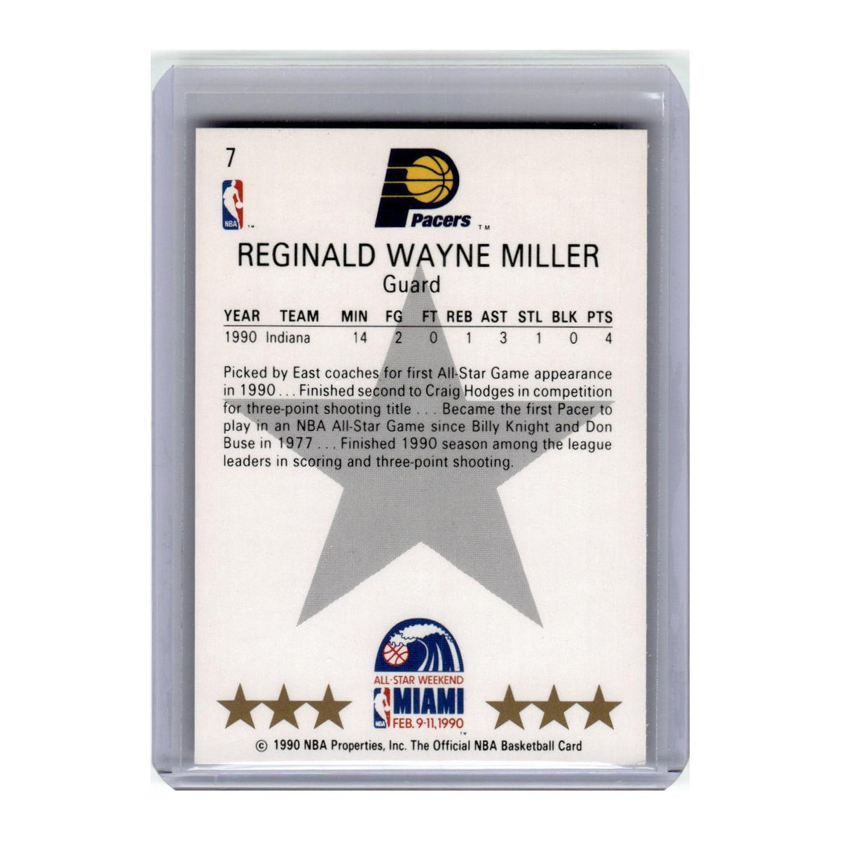 1990 Hoops Reggie Miller Pacers #7