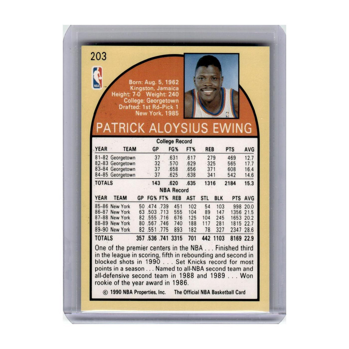 1990 Hoops Patrick Ewing Knicks #203