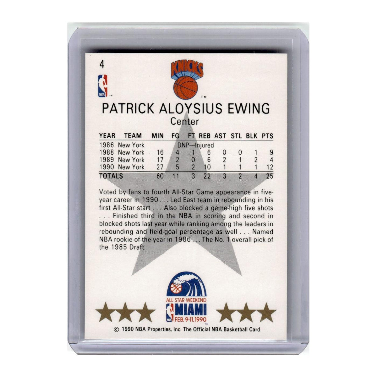 1990 Hoops Patrick Ewing Knicks #4