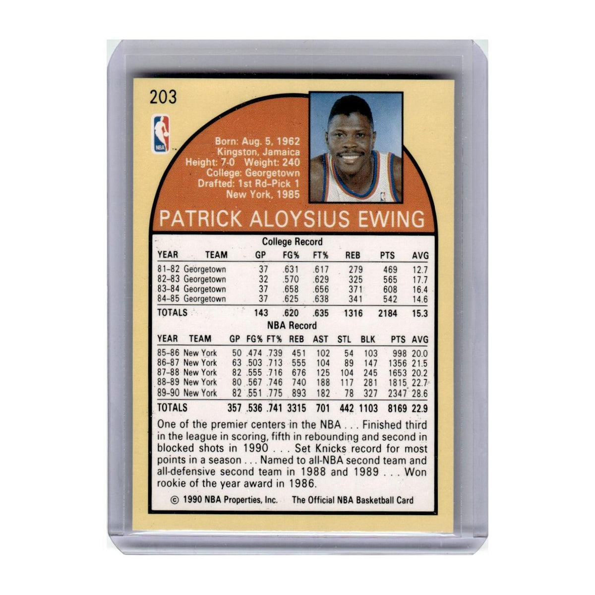 1990 Hoops Patrick Ewing Knicks #203
