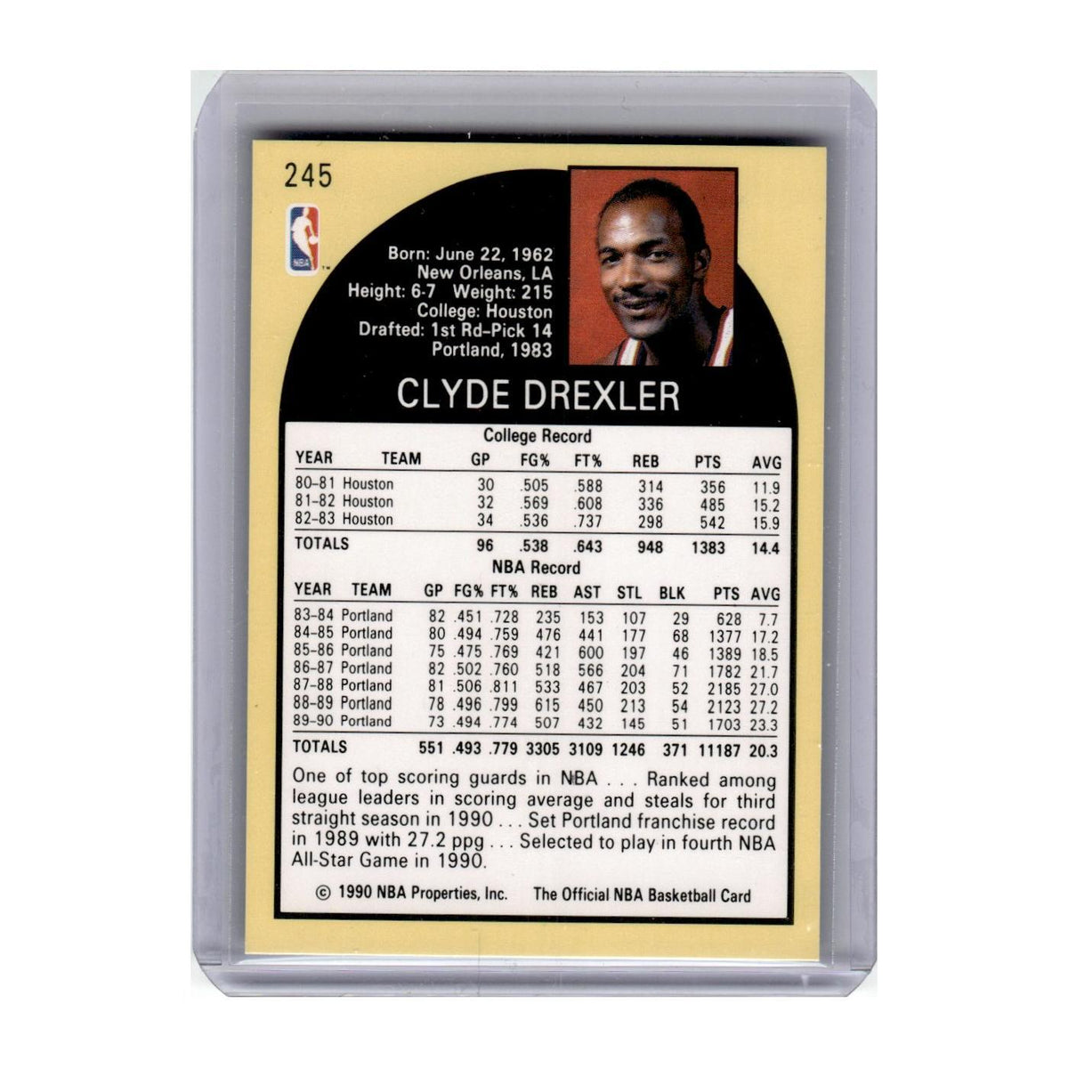 1990 Hoops Clyde Drexler Blazers #245