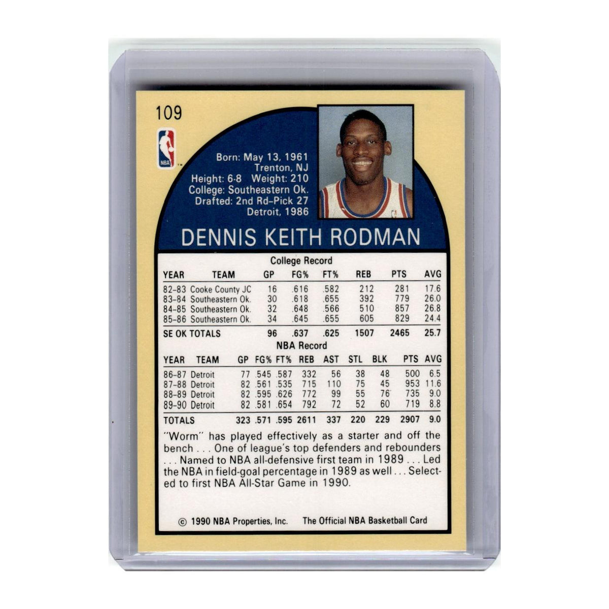 1990 Hoops Dennis Rodman Pistons #109
