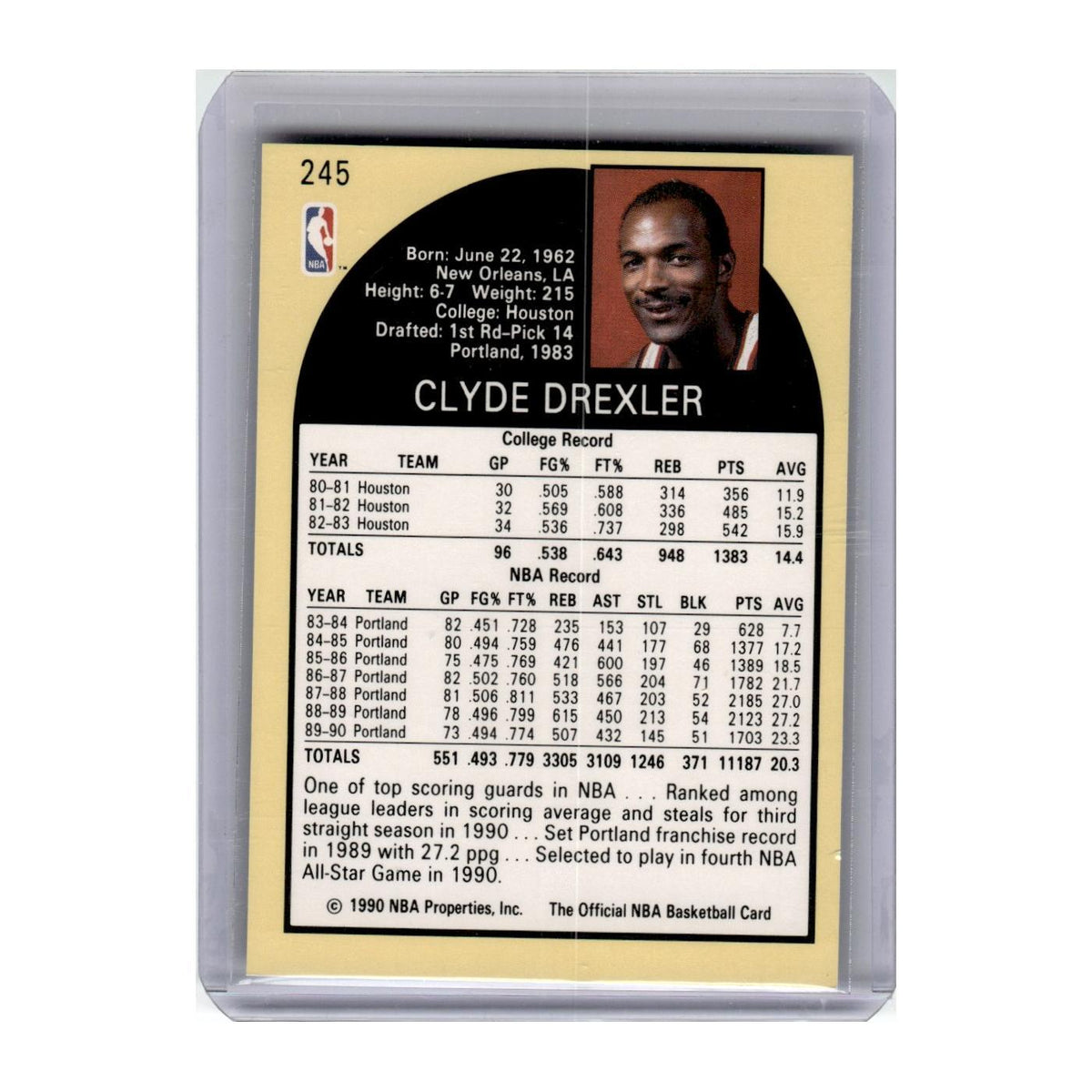 1990 Hoops Clyde Drexler Blazers #245