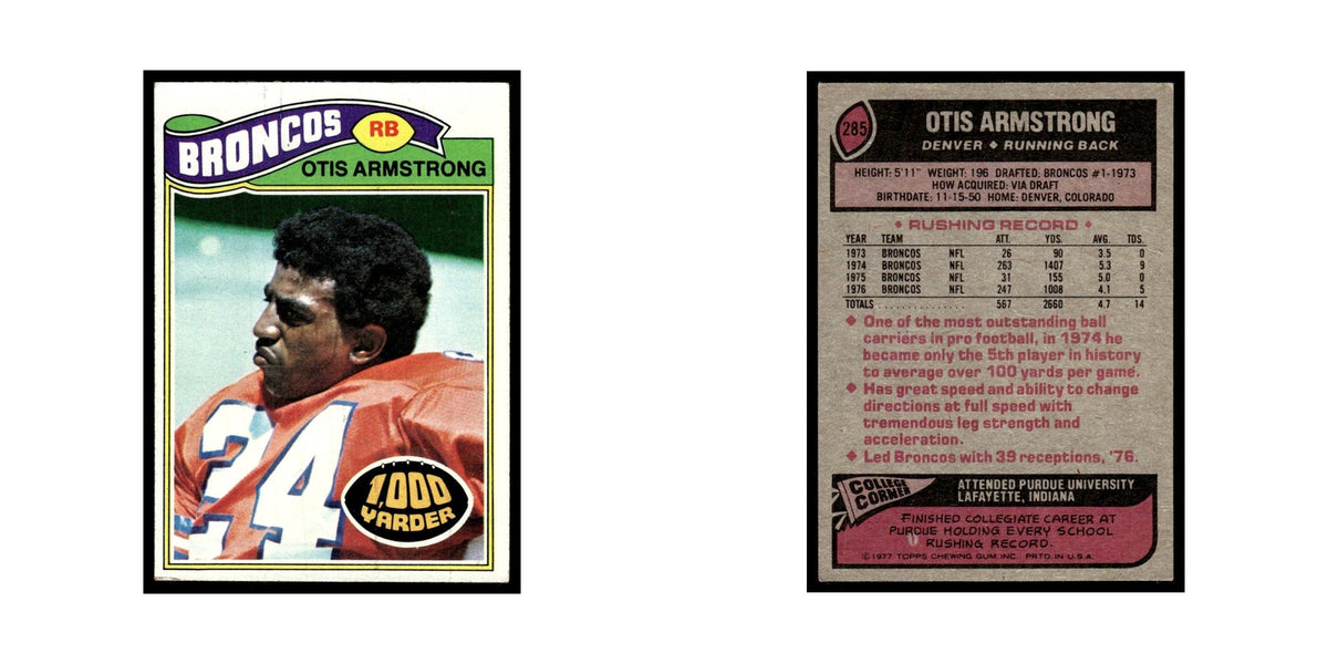 1977 Topps Football Card Otis Armstrong Broncos #285
