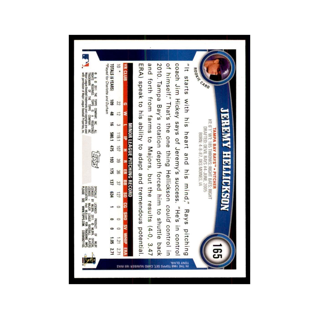 2011 Topps Jeremy Hellickson RC Baseball Cards #165