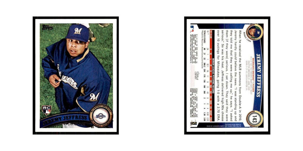 2011 Topps Jeremy Jeffress RC Baseball Cards #143