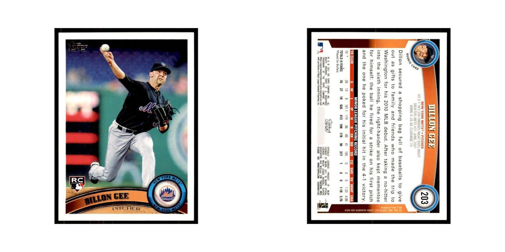 2011 Topps Dillon Gee RC Baseball Cards #203