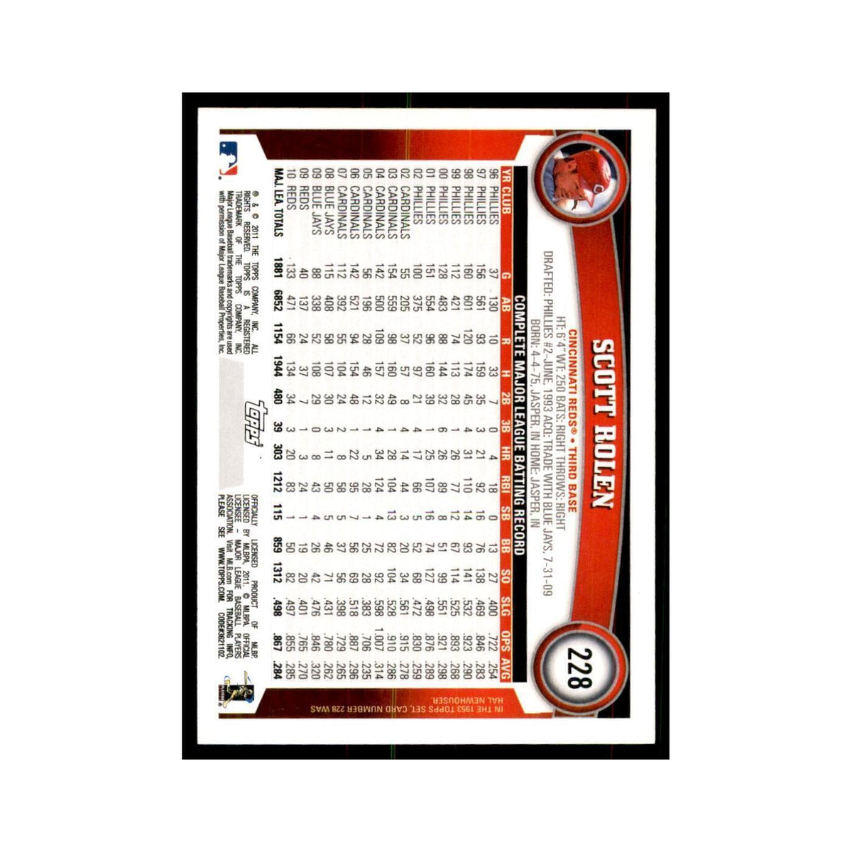 2011 Topps Scott Rolen Baseball Cards #228