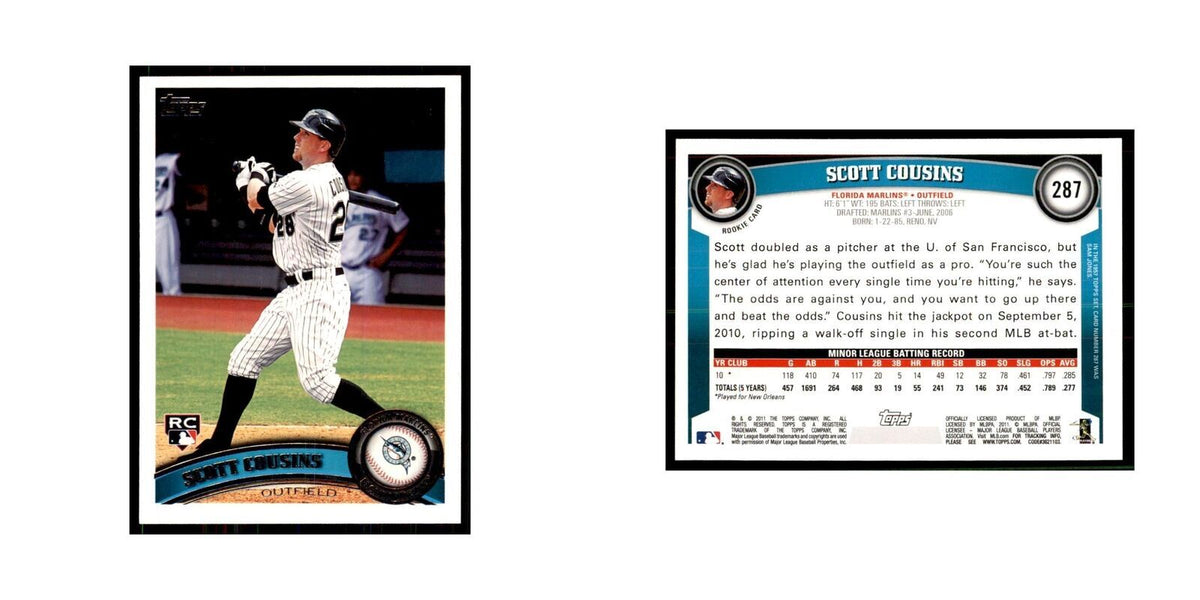2011 Topps Scott Cousins RC Baseball Cards #287