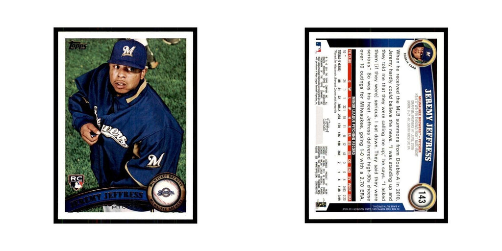 2011 Topps Jeremy Jeffress RC Baseball Cards #143