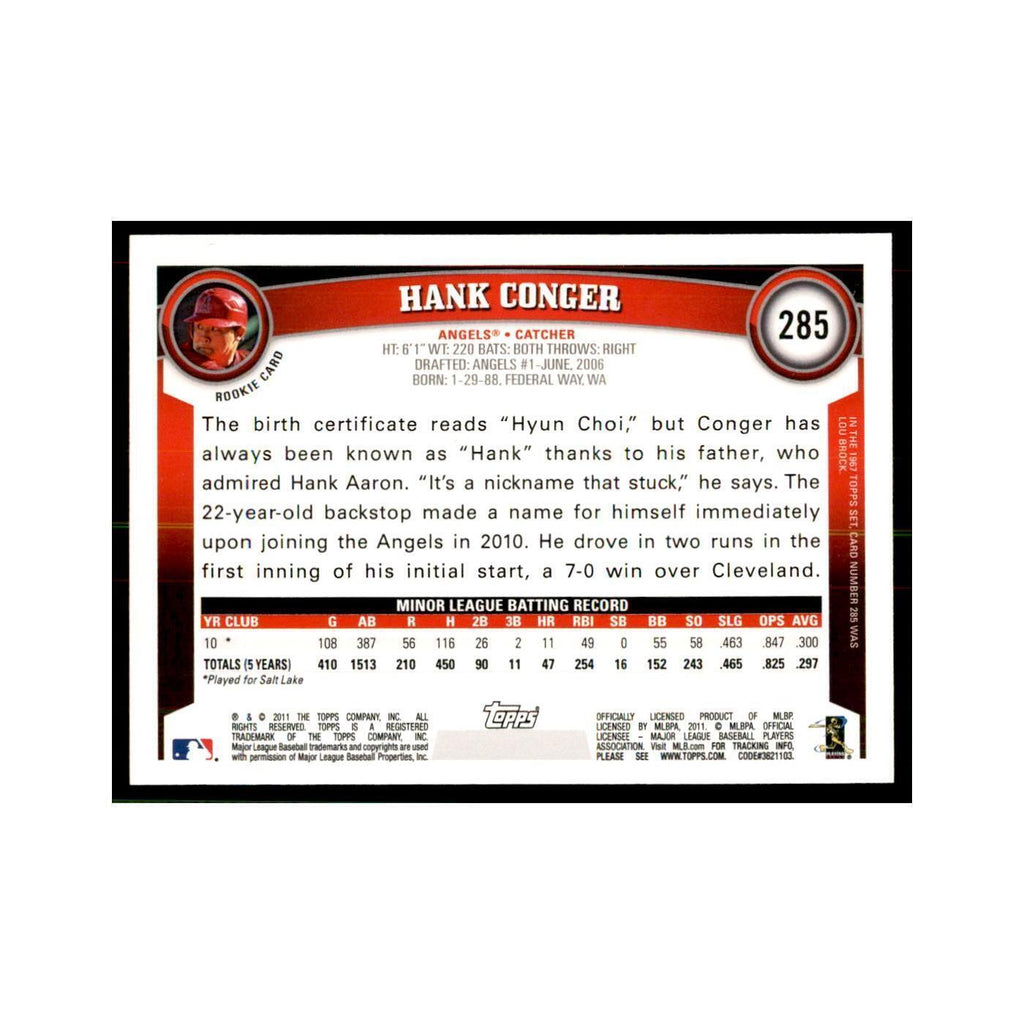 2011 Topps Hank Conger RC Baseball Cards #285