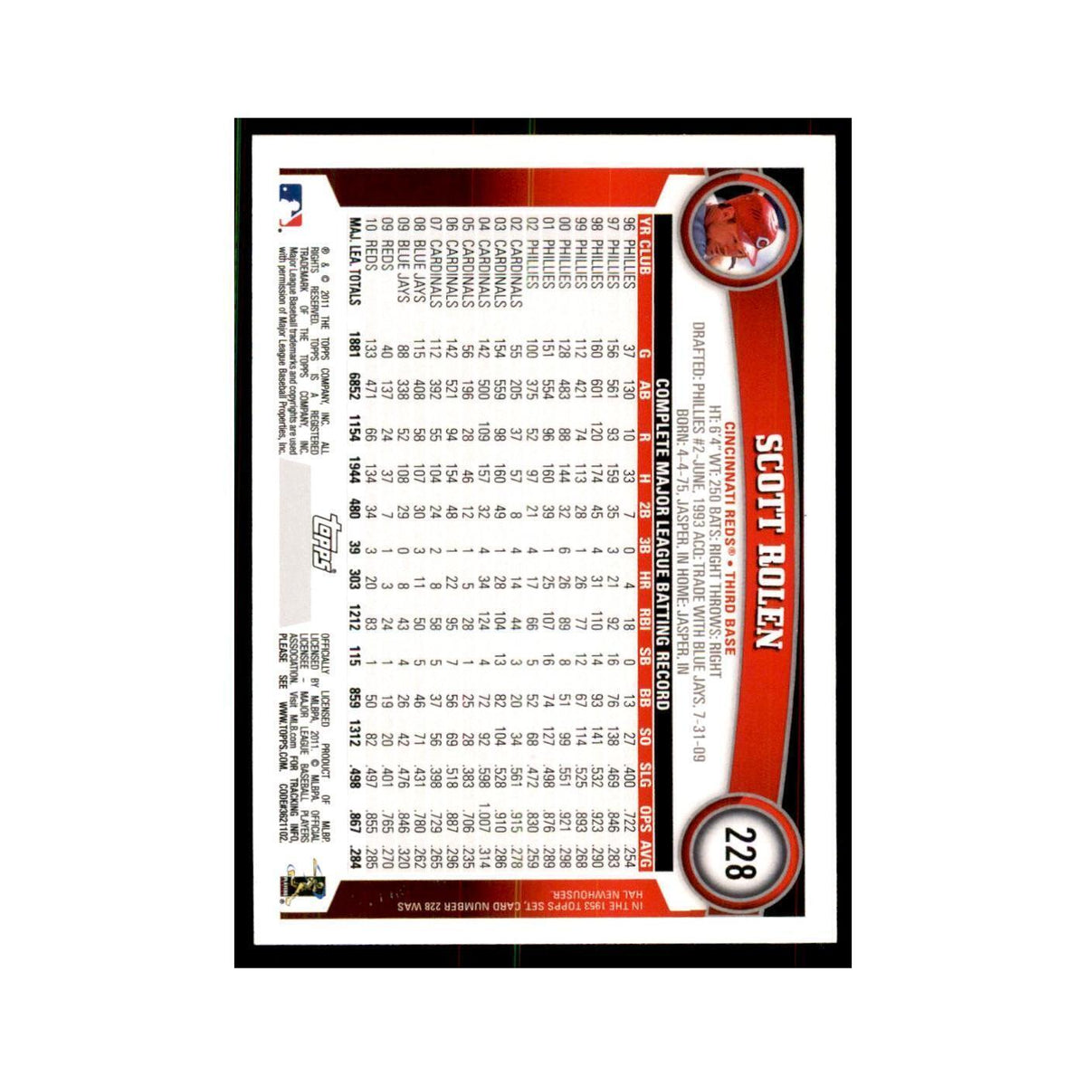 2011 Topps Scott Rolen Baseball Cards #228