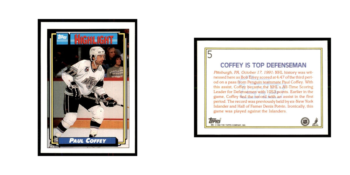 Paul Coffey 1992 Topps #5 Hockey Cards Hockey Card NM
