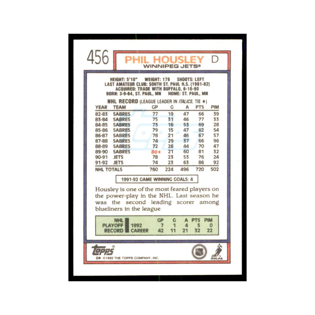 Phil Housley 1992 Topps #456 Hockey Cards Hockey Card NM