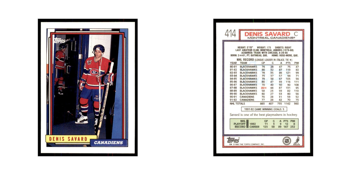 Denis Savard 1992 Topps #414 Hockey Cards Hockey Card NM